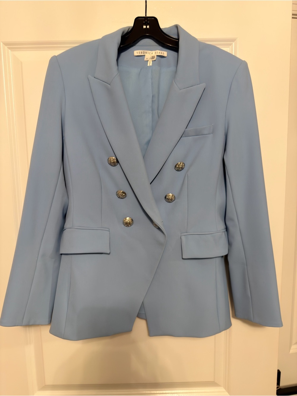 Veronica Beard Sky Blue Double Breasted Miller Blazer
